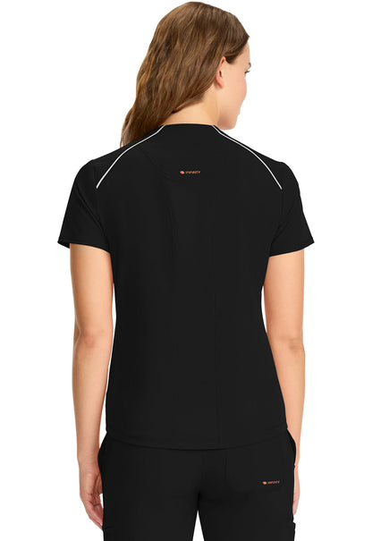 Women's Women's Tuck-in Mock Neck Henley Top - Black