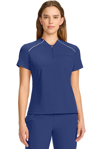 Women's Women's Tuck-in Mock Neck Henley Top - Navy