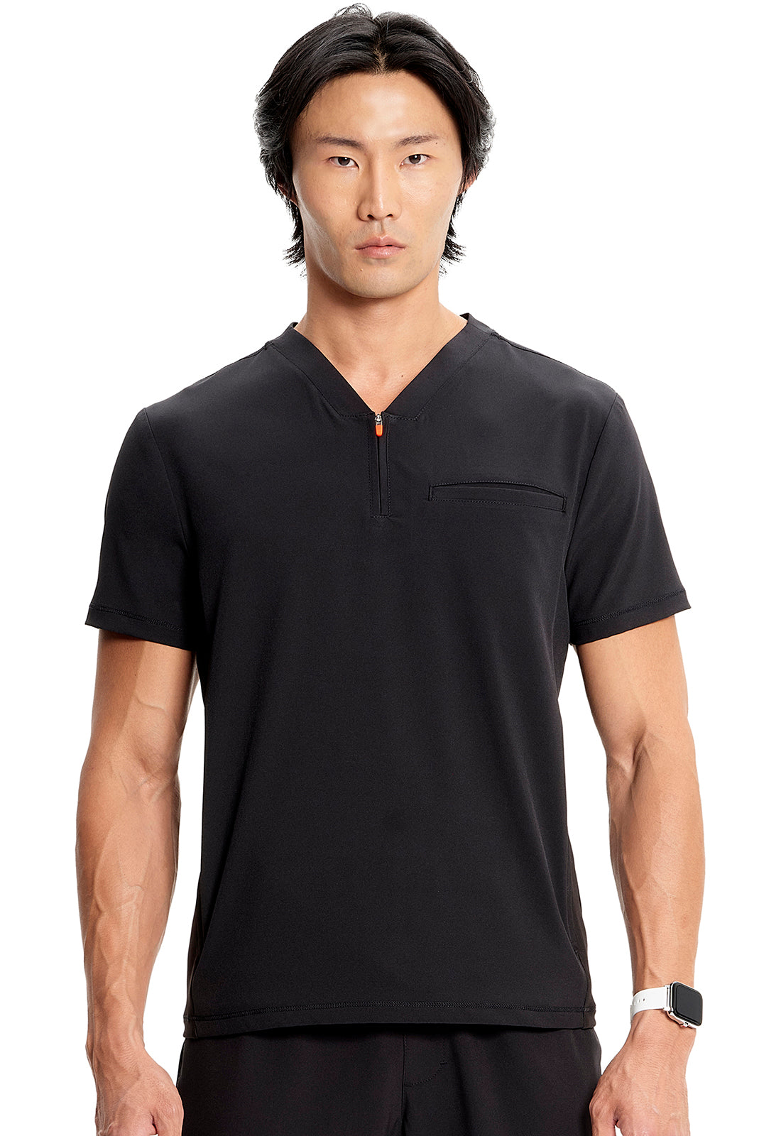 Men's Men's Partial Zip V-Neck Top - Black