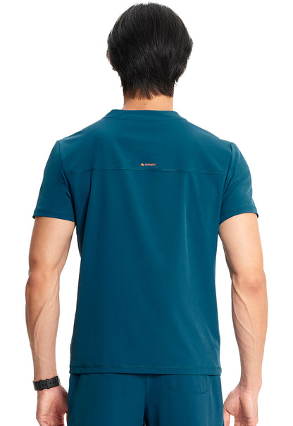 Men's Men's Partial Zip V-Neck Top - Caribbean Blue