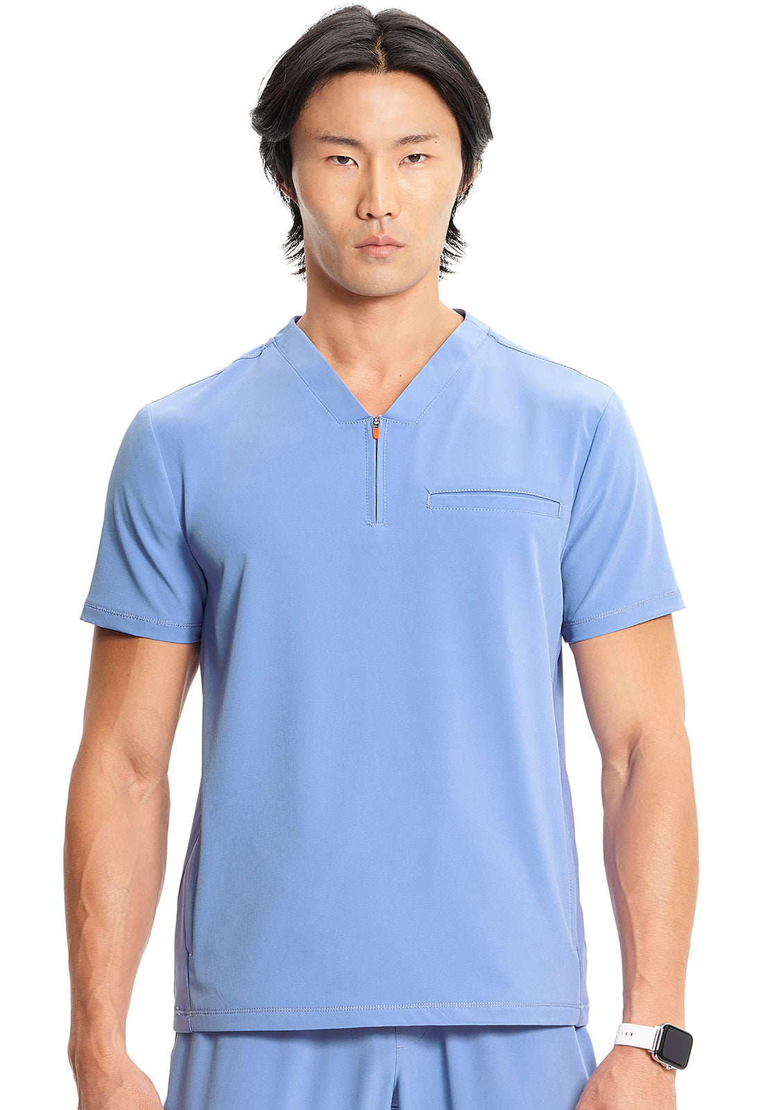 Men's Men's Partial Zip V-Neck Top - Ciel