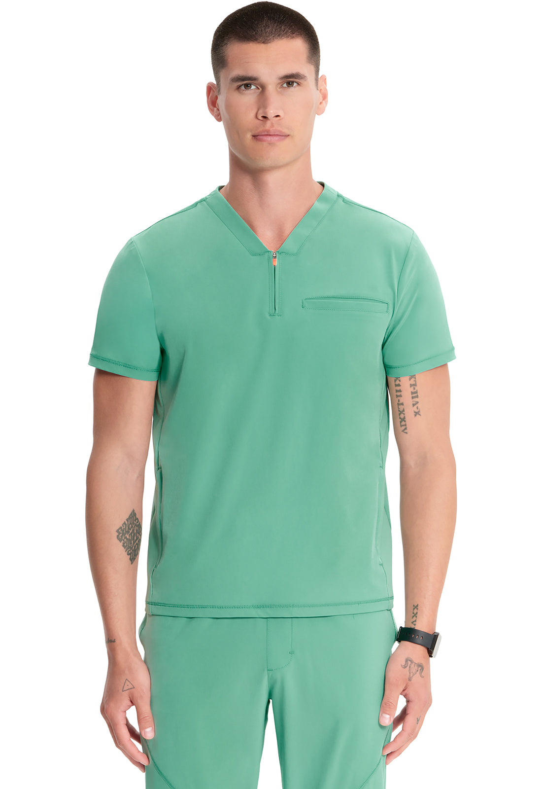 Men's Men's Partial Zip V-Neck Top - Matcha Latte