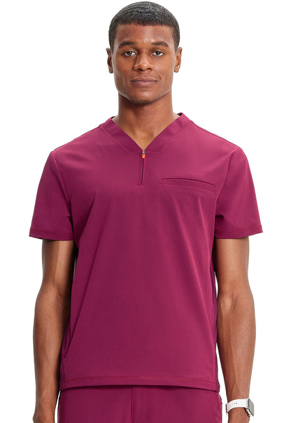 Men's Men's Partial Zip V-Neck Top - Wine