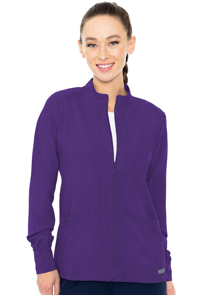 Women's Zip Front Warm-Up With Shoulder Yokes - Grape