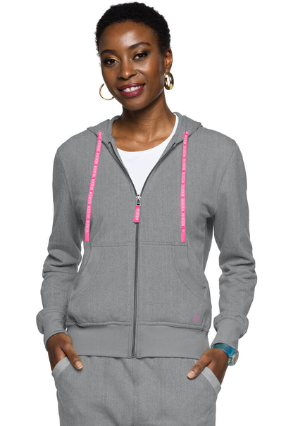 Women's Fleece Zip Front Logo Hoodie - Heather Gray