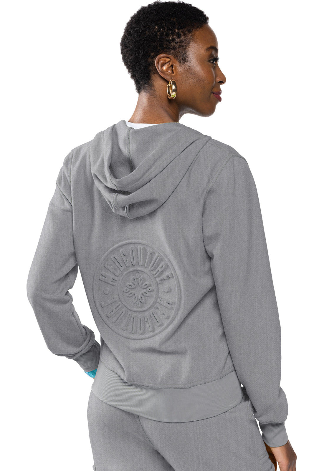 Women's Fleece Zip Front Logo Hoodie - Heather Gray