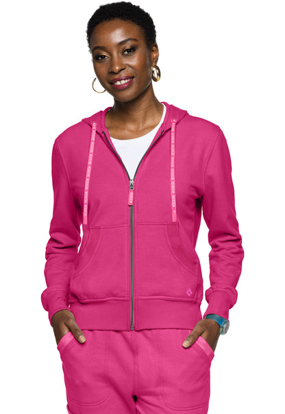Women's Fleece Zip Front Logo Hoodie - Pink Power