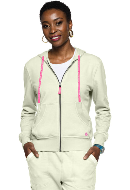 Women's Fleece Zip Front Logo Hoodie - Sweet Cream