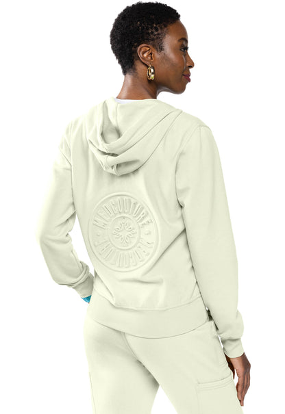Women's Fleece Zip Front Logo Hoodie - Sweet Cream