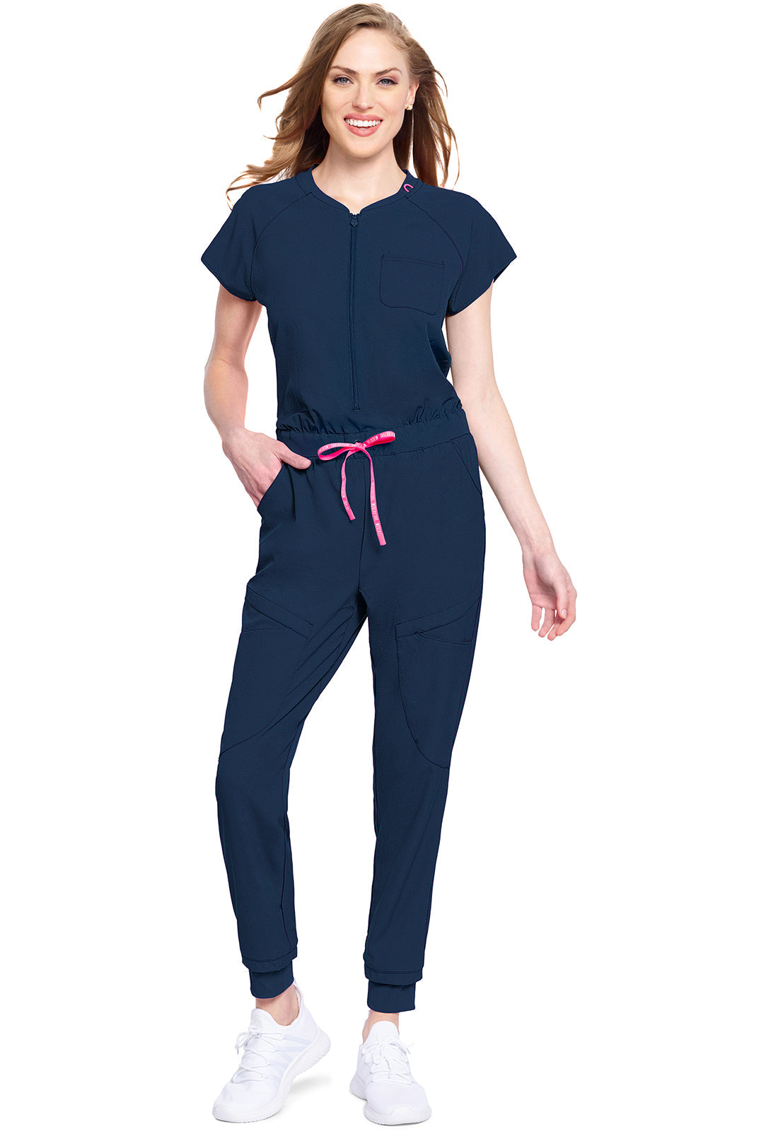 Women's Zip Front Jumpsuit - Navy
