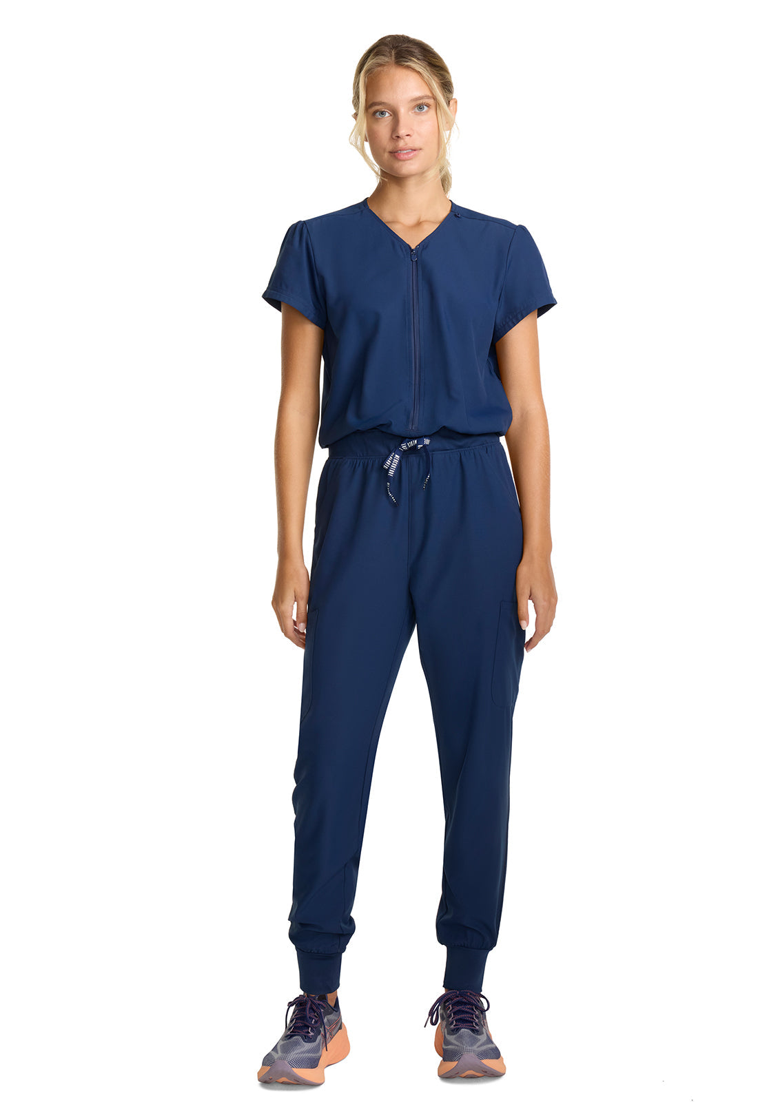 Women's Women's Zip Front Jumpsuit - Navy