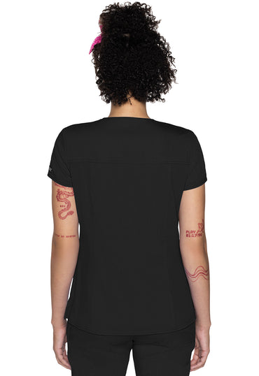 Women's  Split Round Neck Top - Black