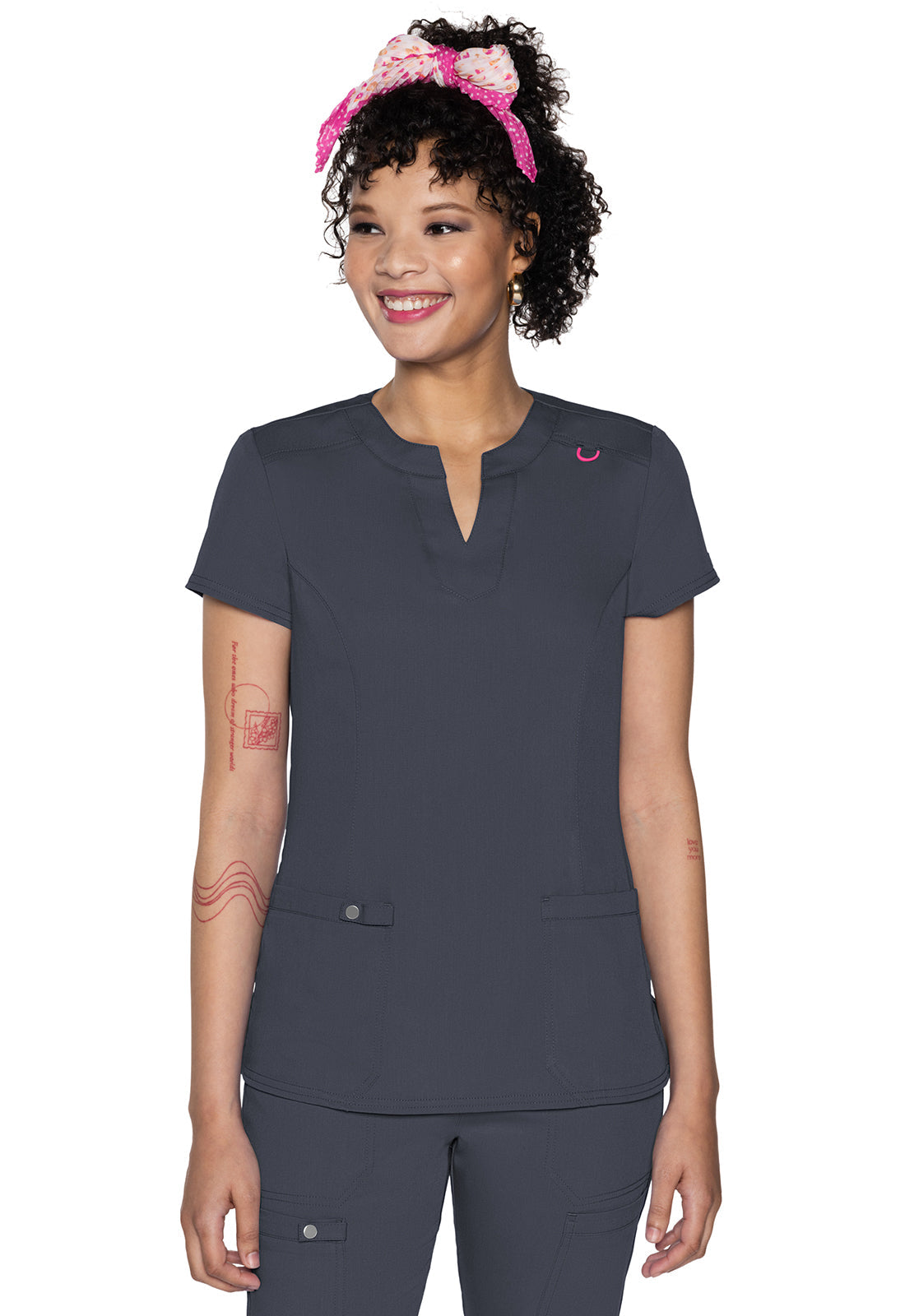 Women's  Split Round Neck Top - Pewter