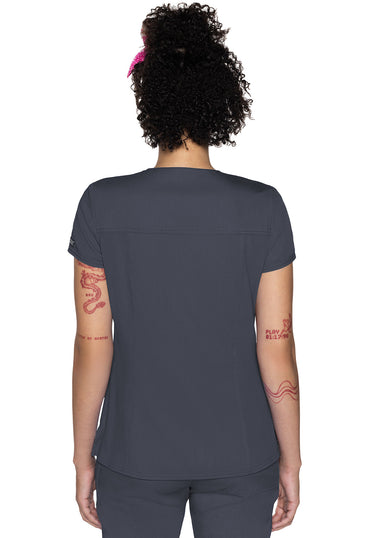 Women's  Split Round Neck Top - Pewter