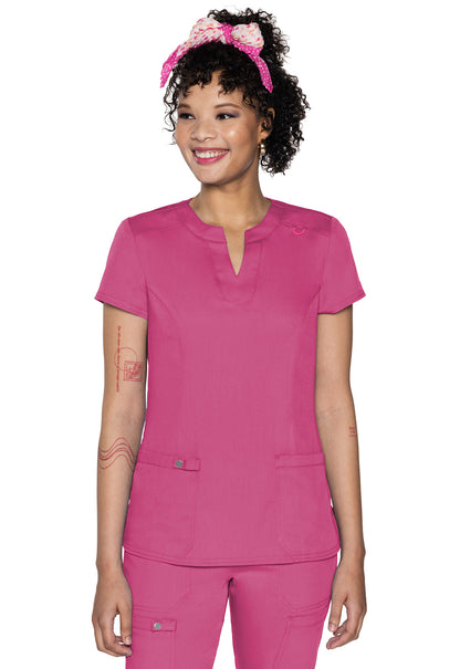 Women's  Split Round Neck Top - Raspberry Tart