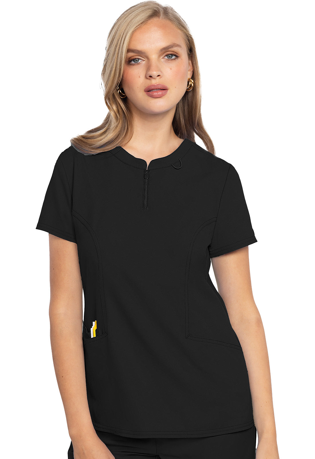 Women's Zip Front Henley Top - Black