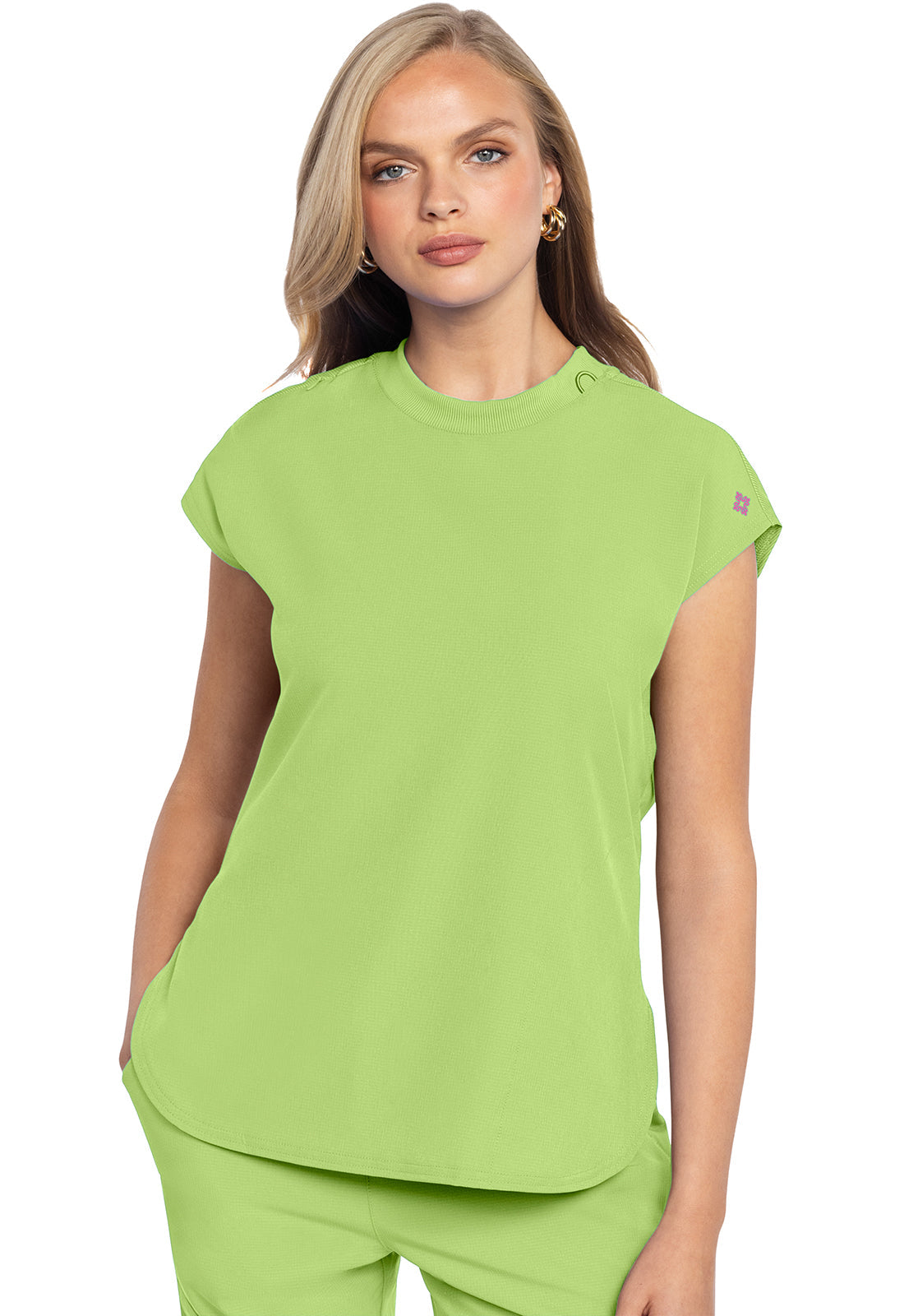 Women's  Round Neck Tuckable Top - Cyber Lime