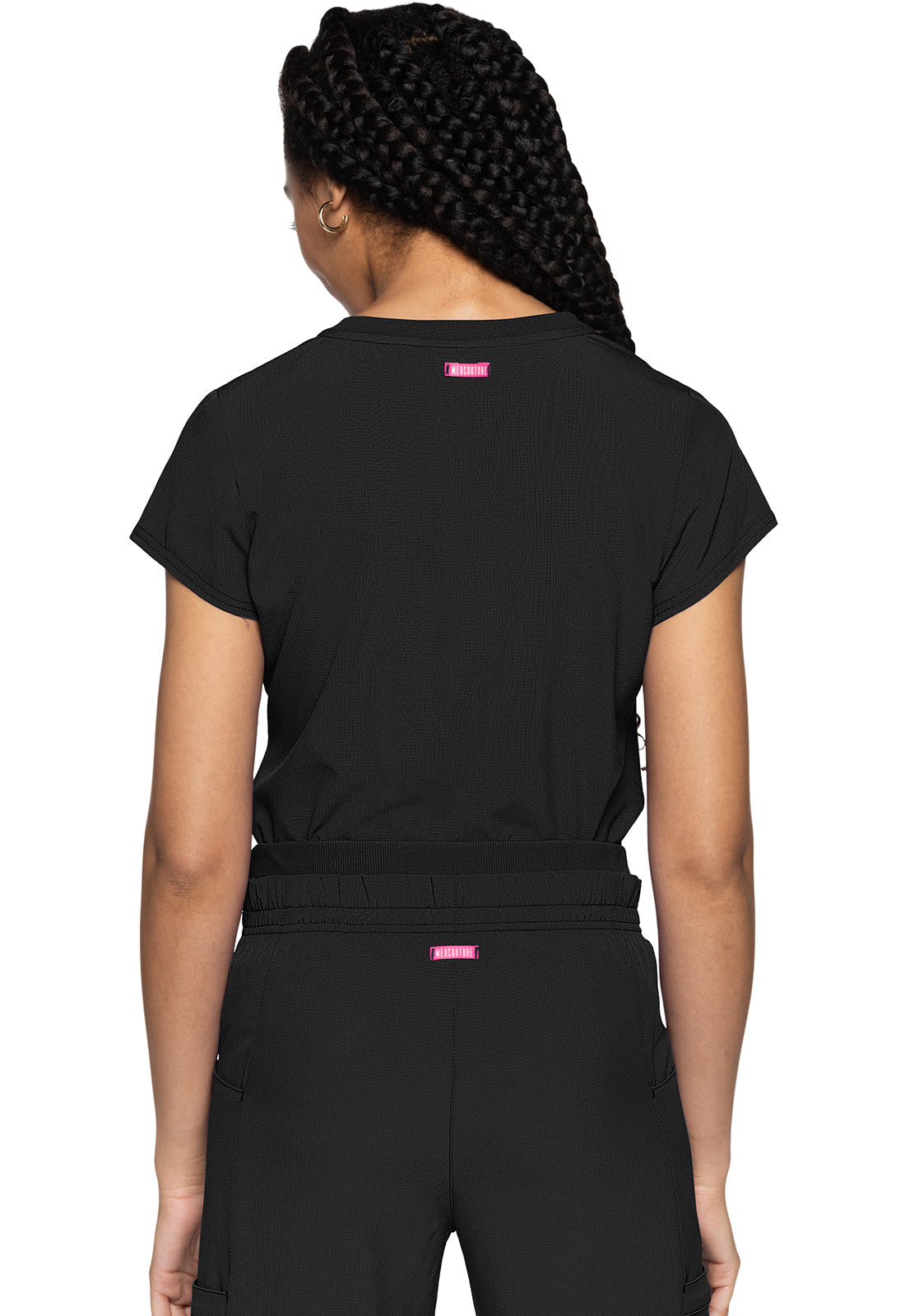 Women's Quarter Zip V-Neck Tuckable Top - Black