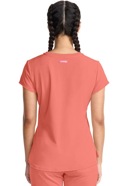 Women's Quarter Zip V-Neck Tuckable Top - Coral Fusion