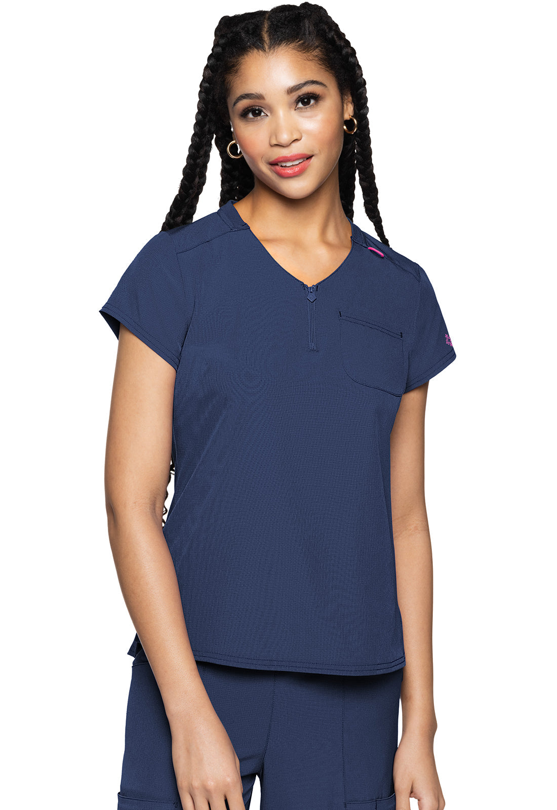 Women's Quarter Zip V-Neck Tuckable Top - Navy