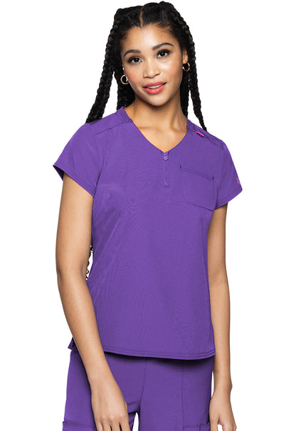 Women's Quarter Zip V-Neck Tuckable Top - Purple Surge