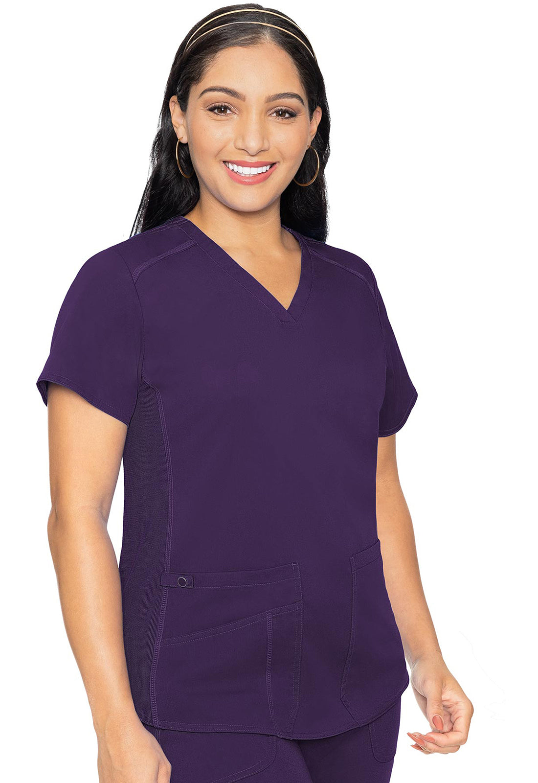 Women's V-Neck Shirttail Top - Eggplant