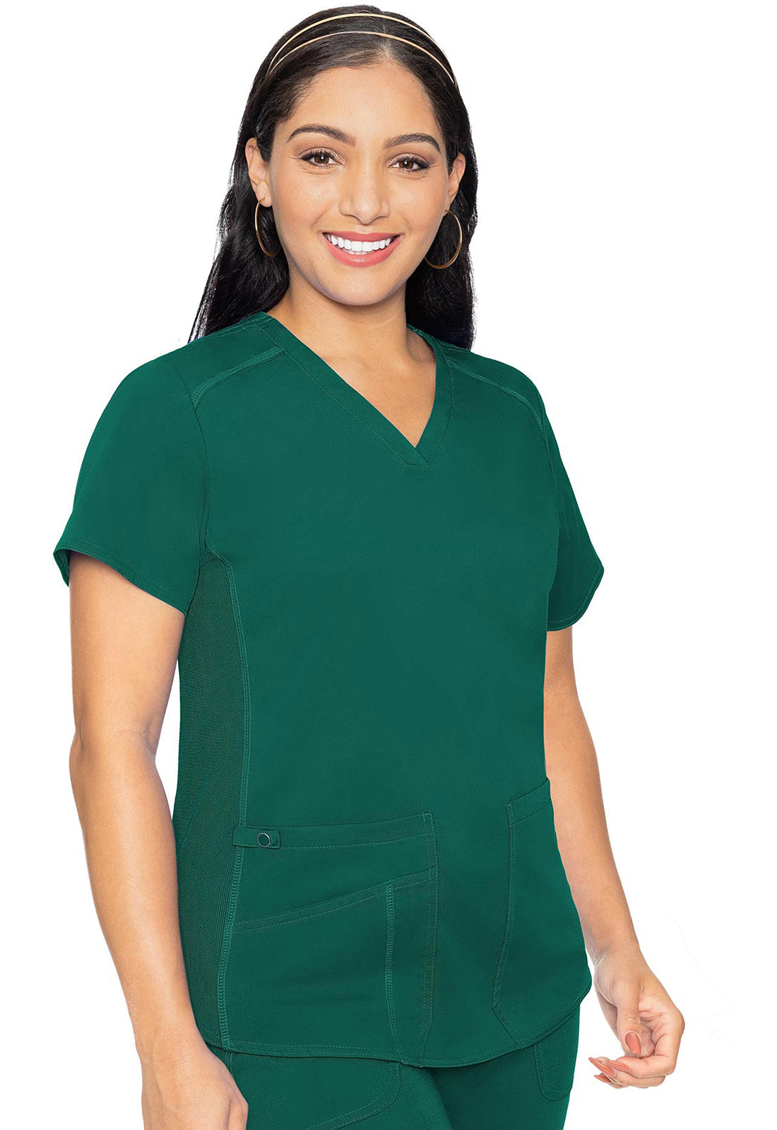 Women's V-Neck Shirttail Top - Hunter Green