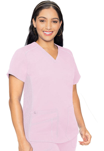 Women's V-Neck Shirttail Top - Ice Pink