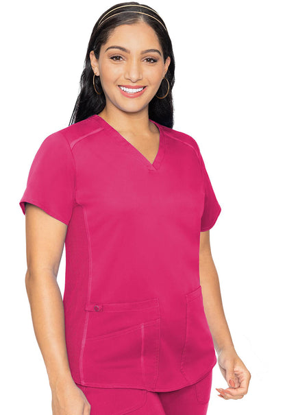 Women's V-Neck Shirttail Top - Pink Punch