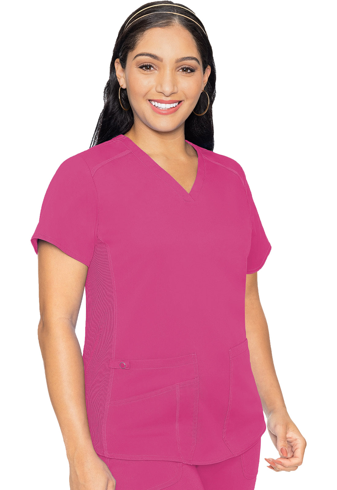 Women's V-Neck Shirttail Top - Raspberry Tart