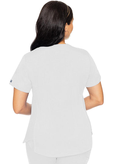 Women's V-Neck Shirttail Top - WHITE