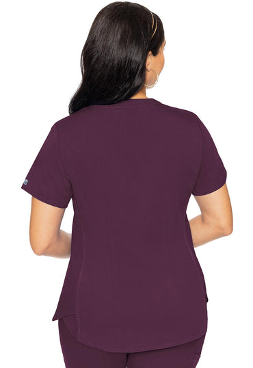 Women's V-Neck Shirttail Top - Wine