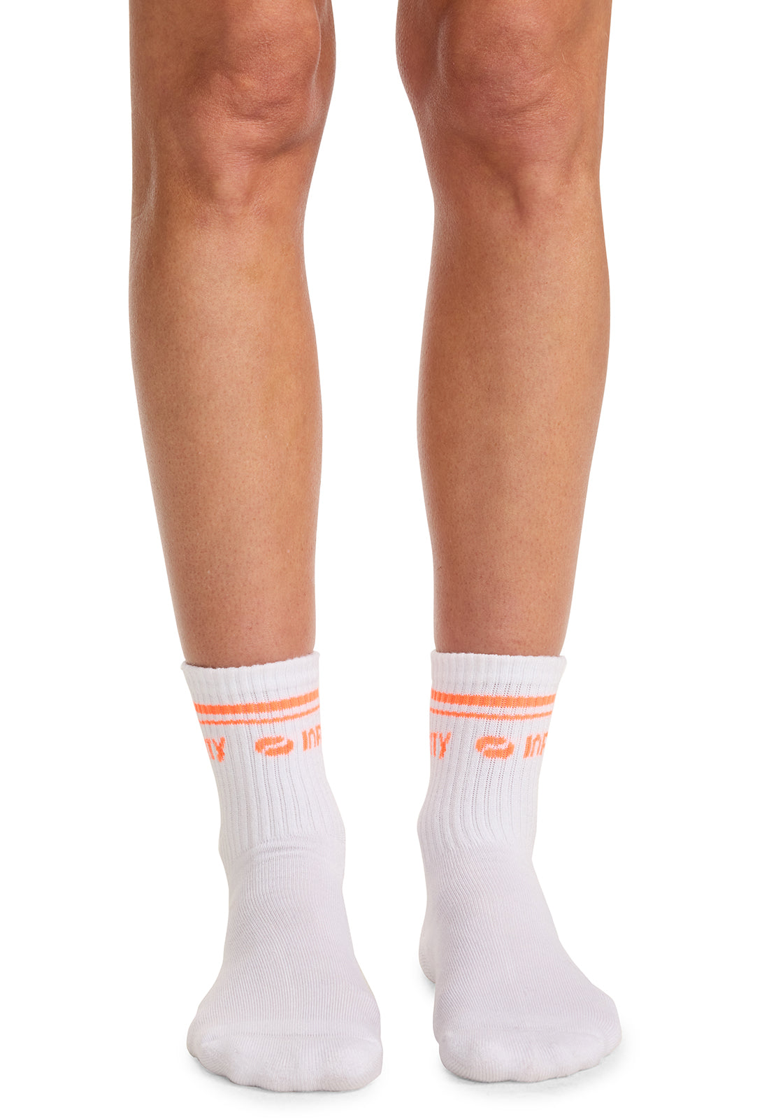 Unisex Athletic Crew Socks - White/Vivid Orange