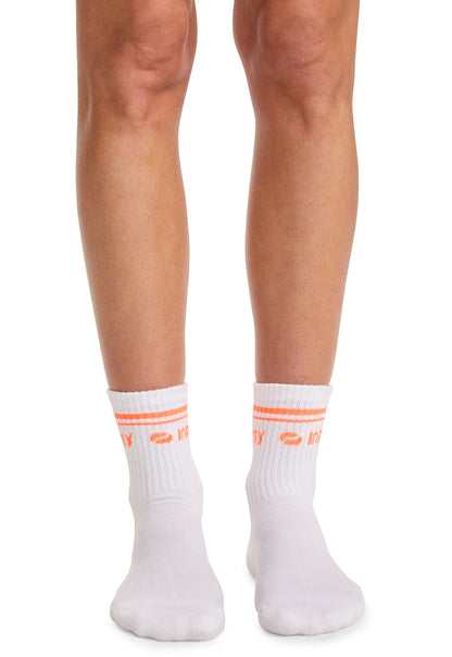 Unisex Athletic Crew Socks - White/Vivid Orange