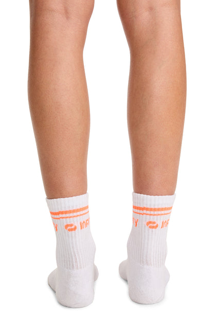 Unisex Athletic Crew Socks - White/Vivid Orange