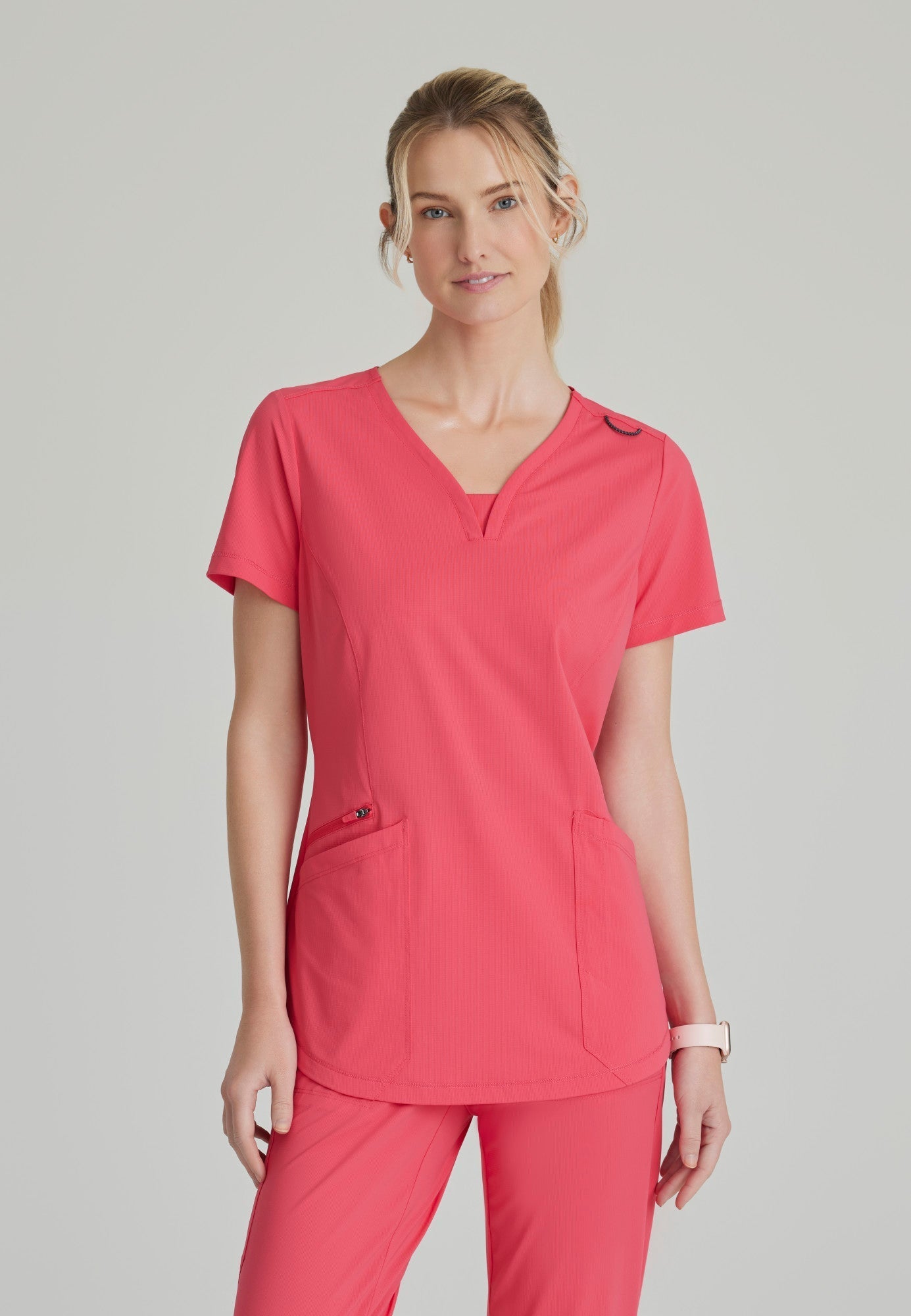Serene Knit Top - Punch Pink - Jen's Scrubs