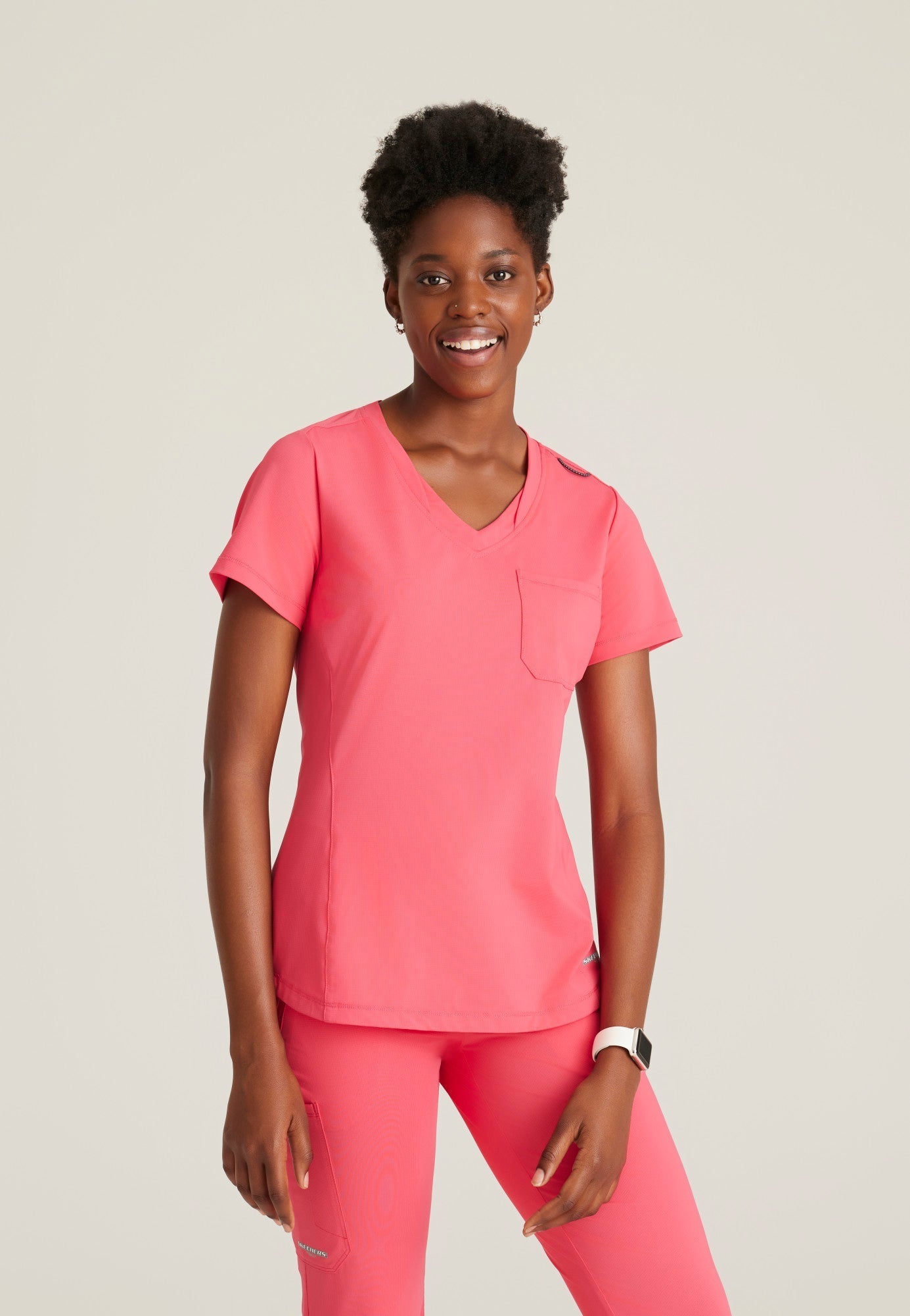 Flow Knit Top - Punch Pink - Jen's Scrubs