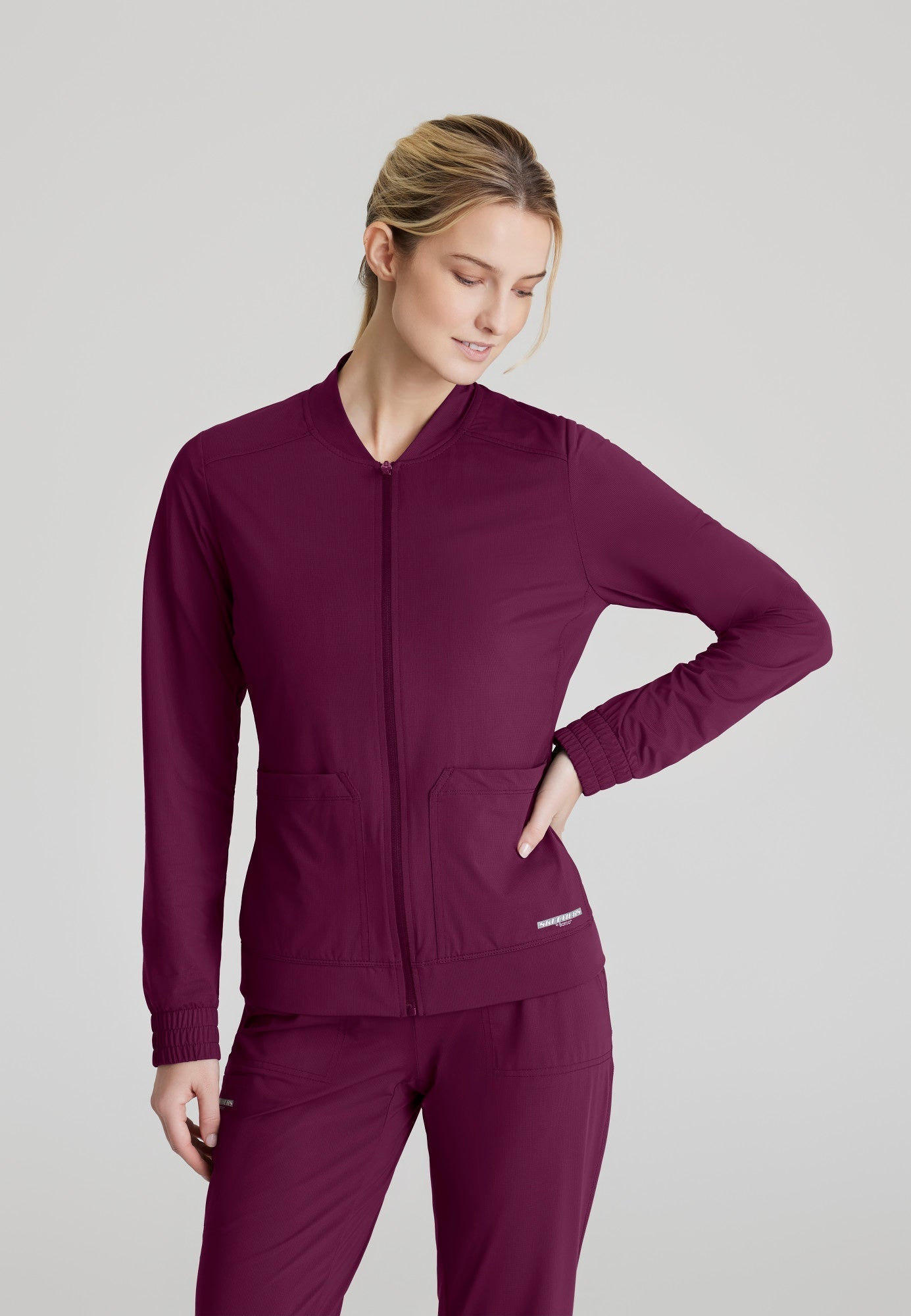 Contour Knit Warm-Up - Wine - Jen's Scrubs