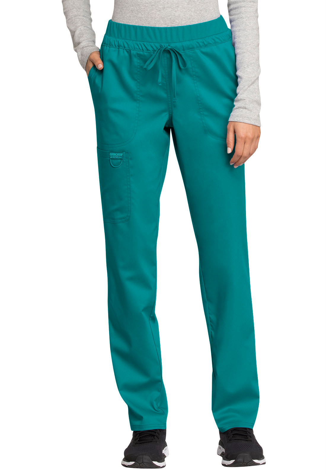 Women's Mid Rise Tapered Leg Drawstring Pant - Teal Blue