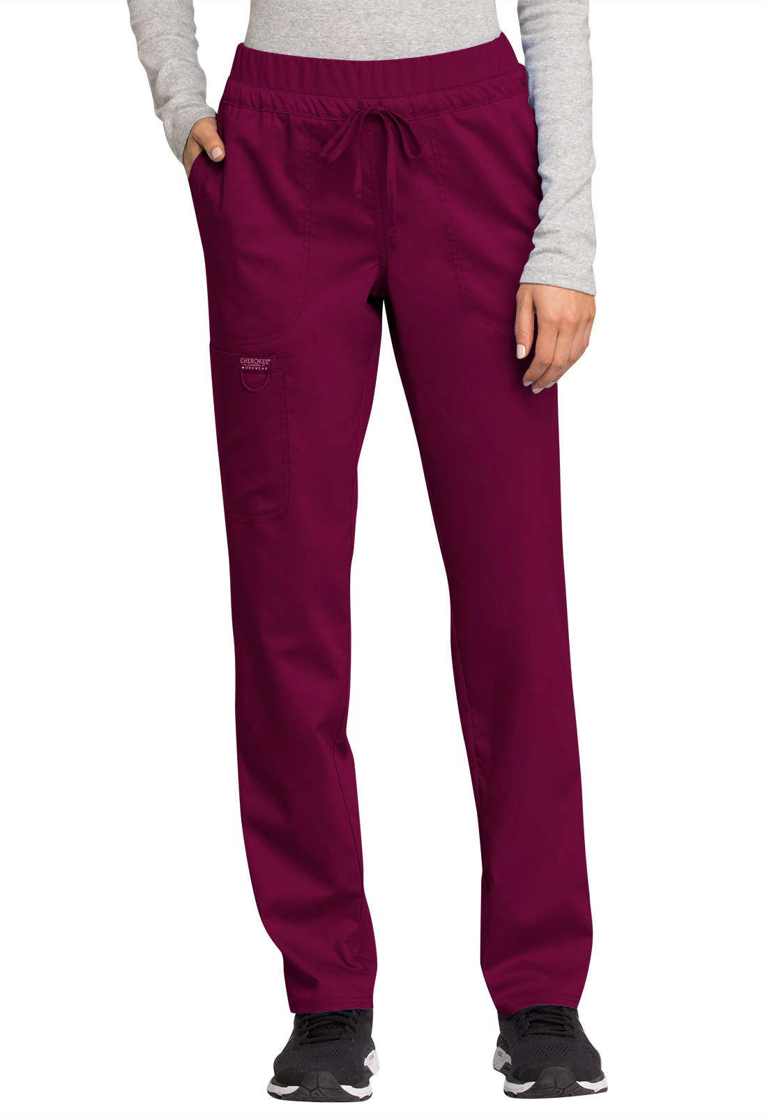 Women's Mid Rise Tapered Leg Drawstring Pant - Wine