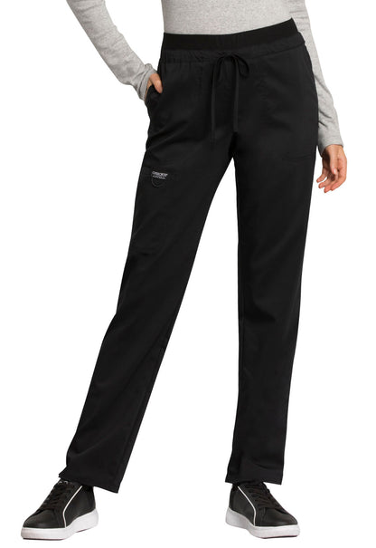 Women's Mid Rise Tapered Leg Drawstring Pant - Black