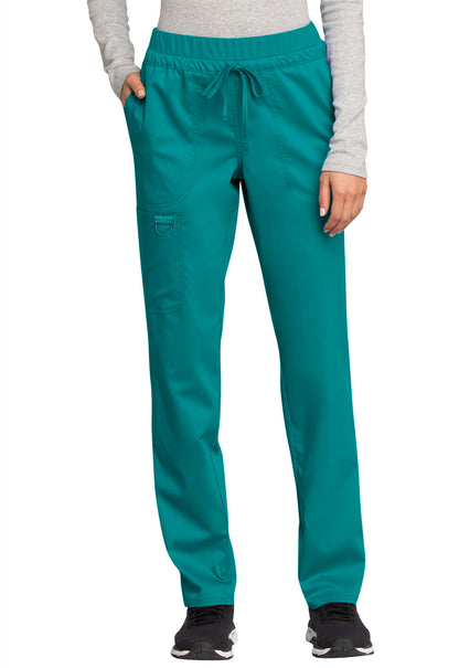 Women's Mid Rise Tapered Leg Drawstring Pant - Teal Blue