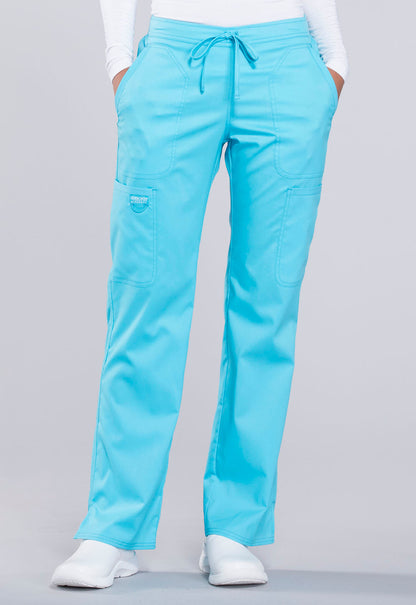 Women's Mid Rise Moderate Flare Drawstring Pant - Turquoise