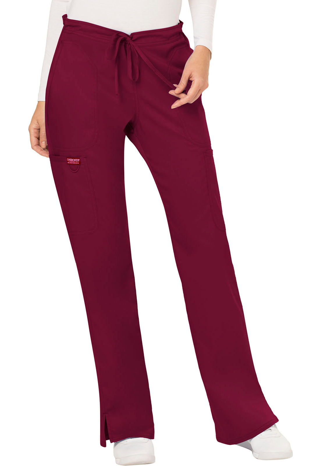 Women's Mid Rise Moderate Flare Drawstring Pant - Wine