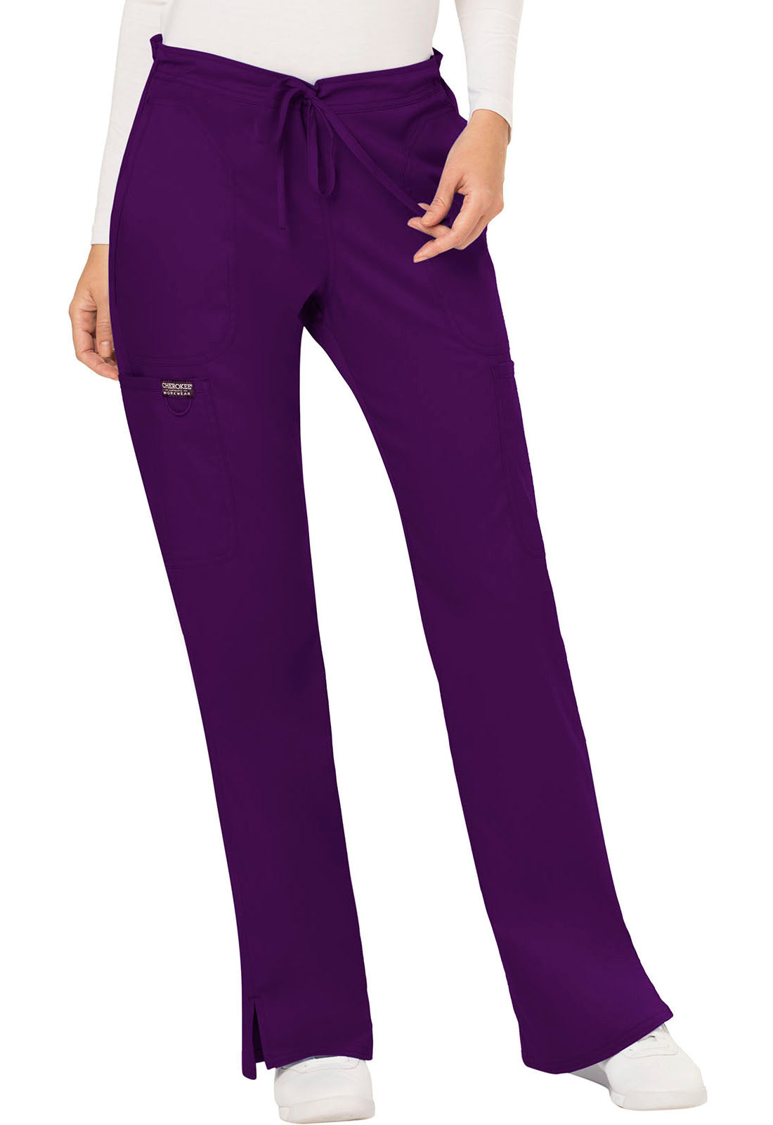 Women's Mid Rise Moderate Flare Drawstring Pant - Eggplant