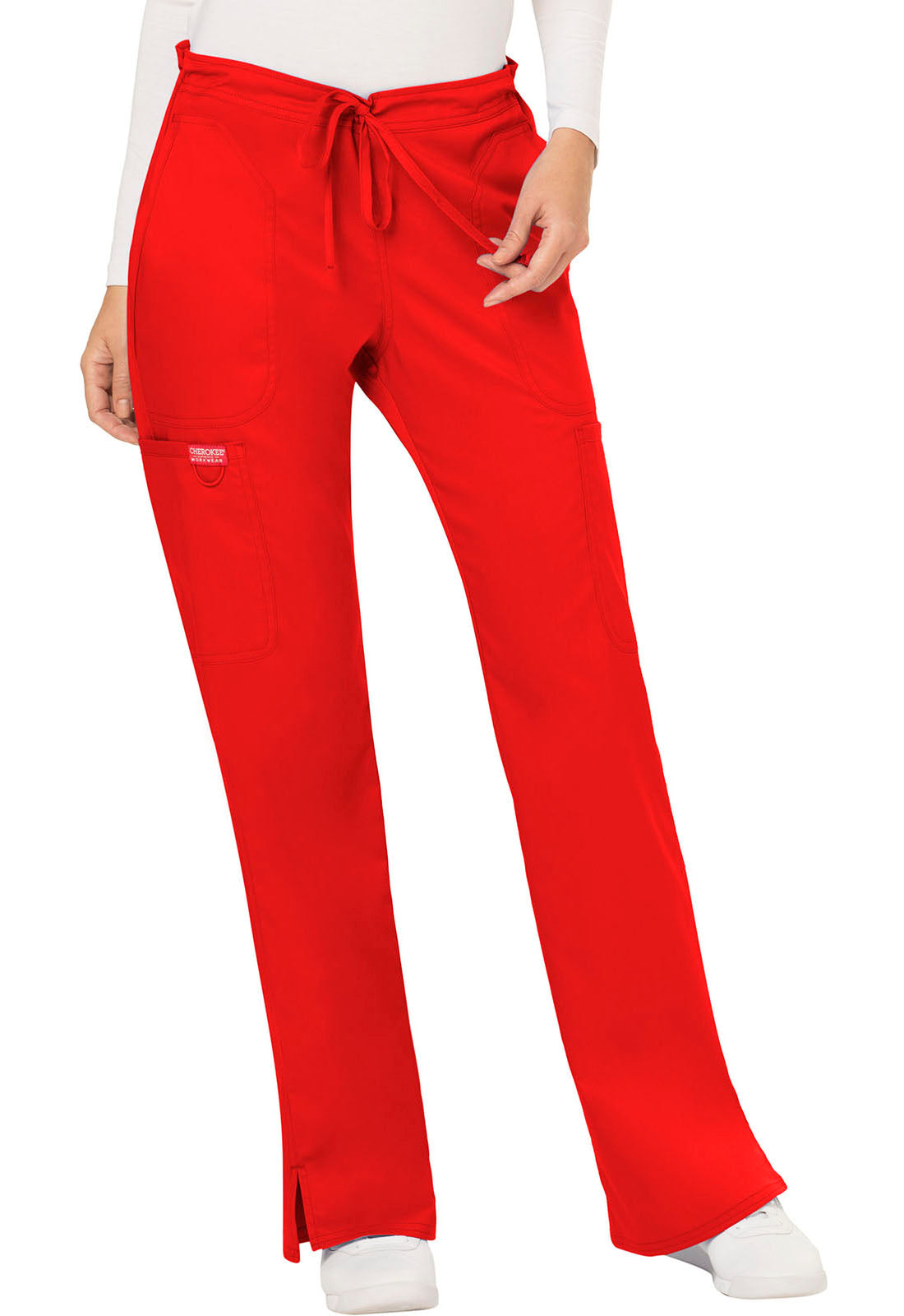 Women's Mid Rise Moderate Flare Drawstring Pant - Red