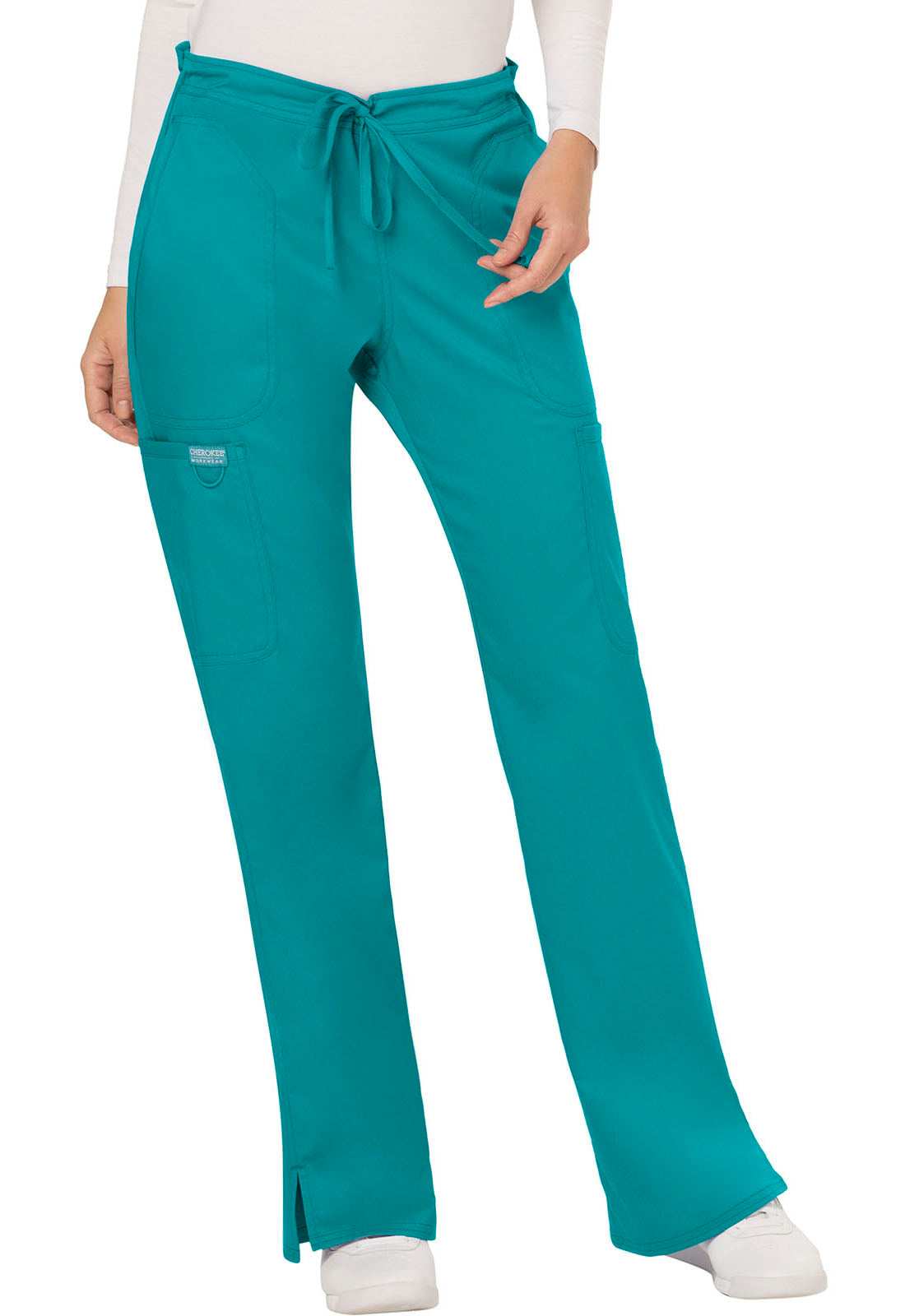 Women's Mid Rise Moderate Flare Drawstring Pant - Teal Blue