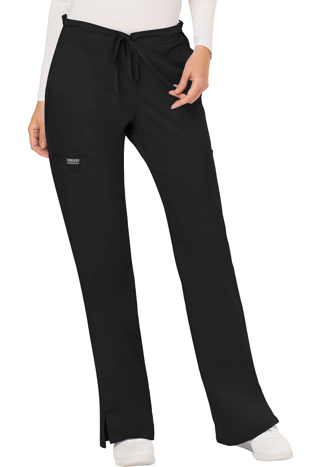 Women's Mid Rise Moderate Flare Drawstring Pant - Black