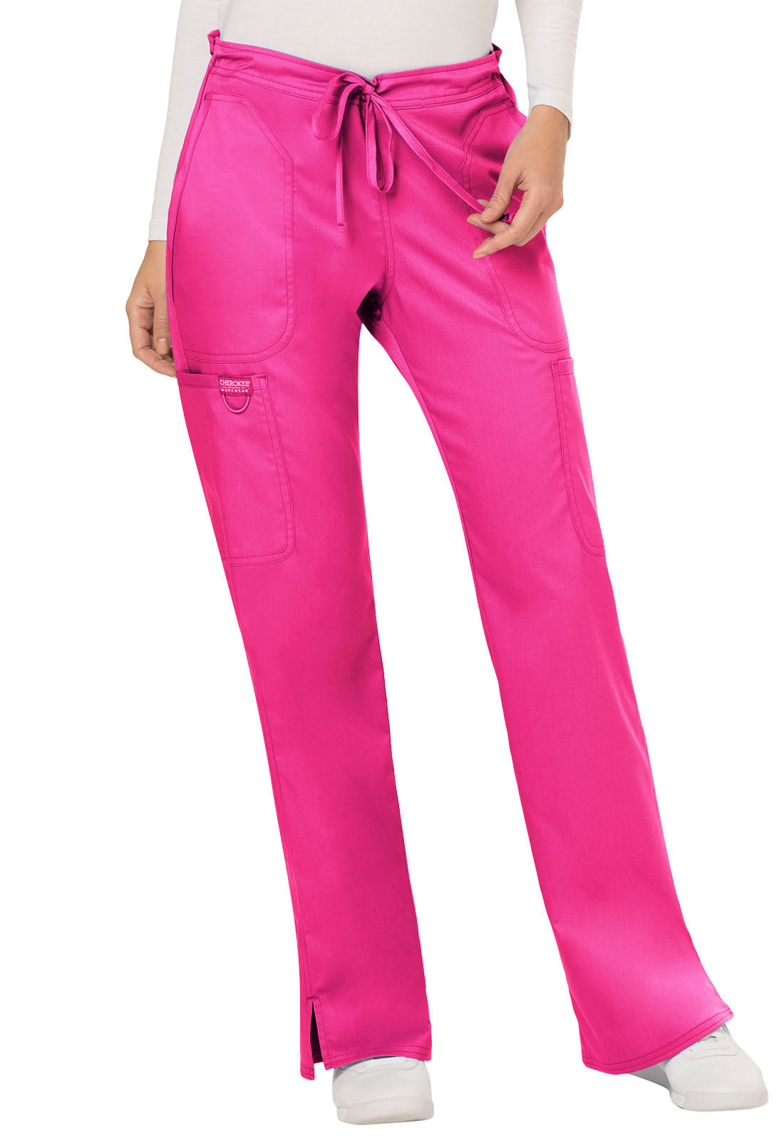 Women's Mid Rise Moderate Flare Drawstring Pant - Electric Pink