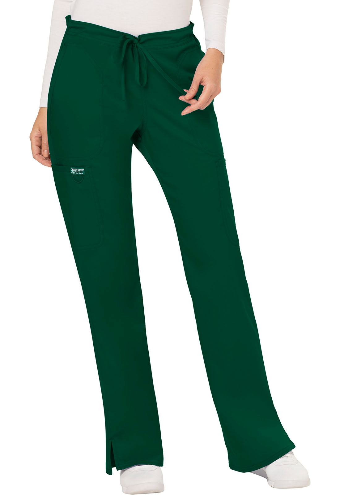 Women's Mid Rise Moderate Flare Drawstring Pant - Hunter Green